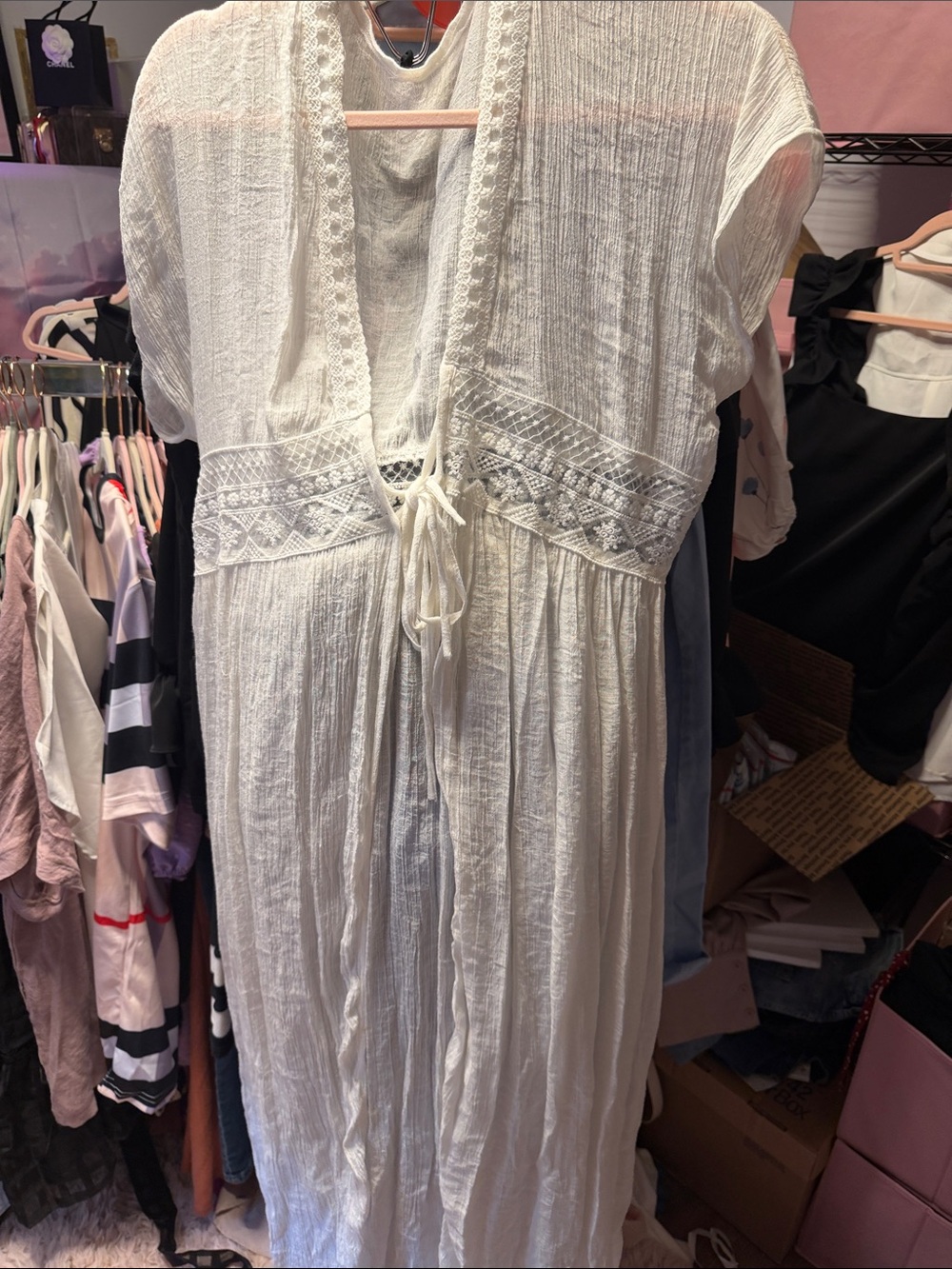 SWIM COVER UP OS White and Flowing Super Cute 🥰